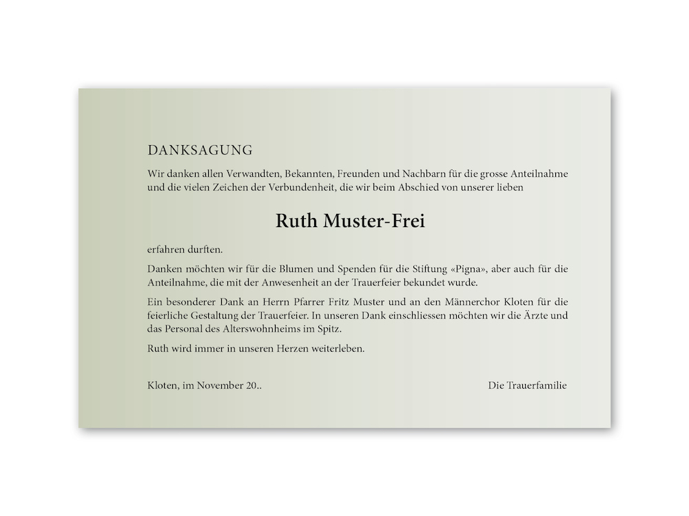 Darstellung einer einseitigen Karte 1-seitig